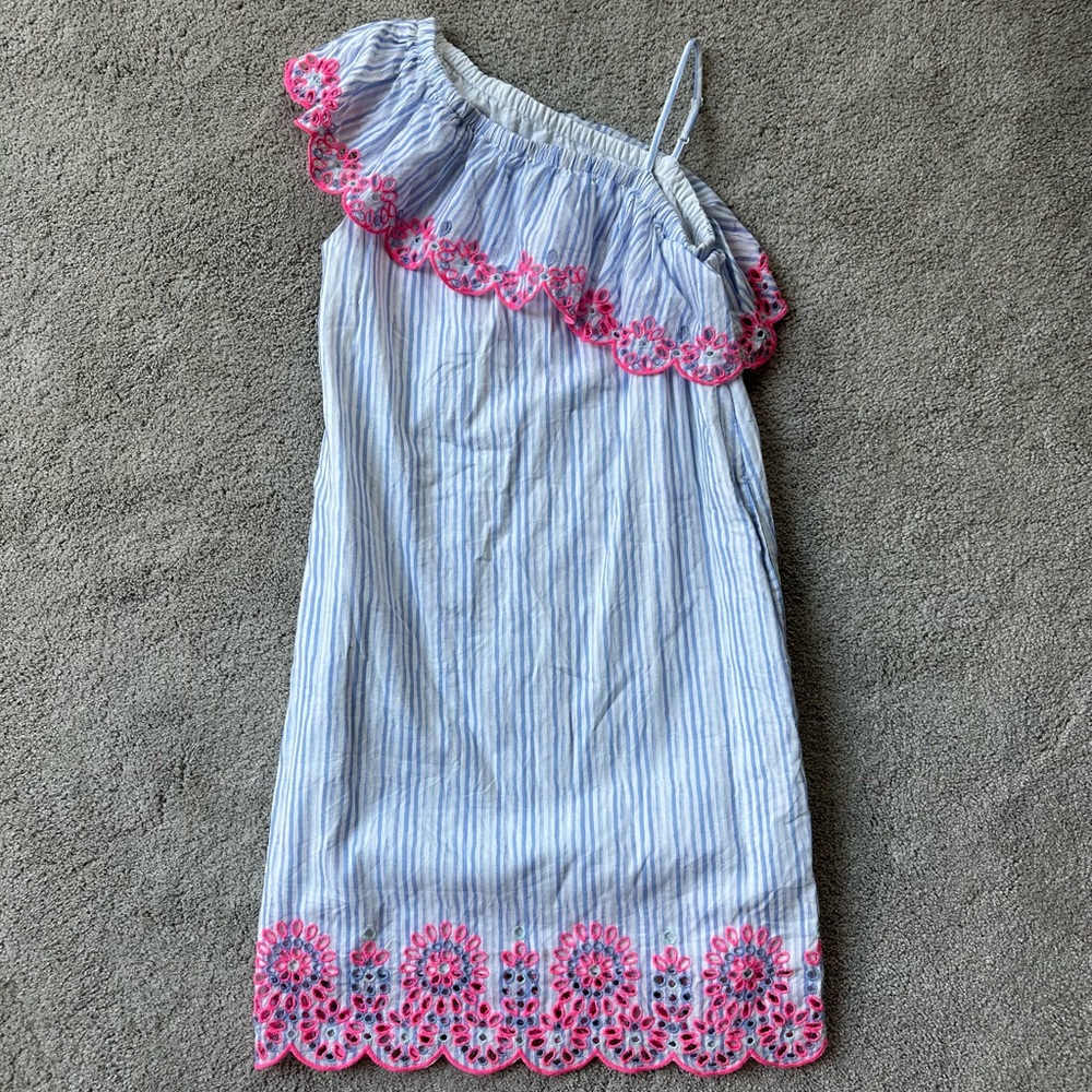 Vineyard Vines Blue Asymmetrical Ruffled Sundress